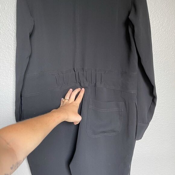 Women’s White Story Button Down Black Minimalist Jumpsuit Romper Sz M - Picture 9 of 10